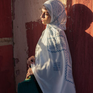 Miryana Denim Touch Scarf – Pearl Glow