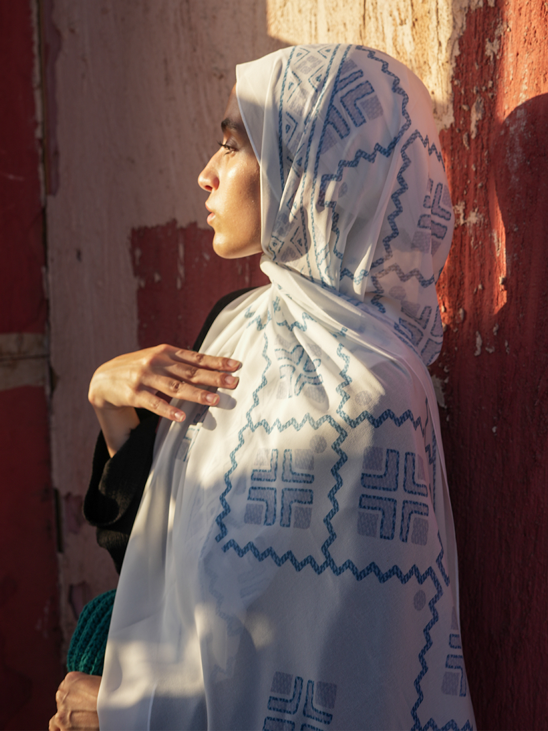 32 Miryana Denim Touch Scarf – Pearl Glow - Image 4