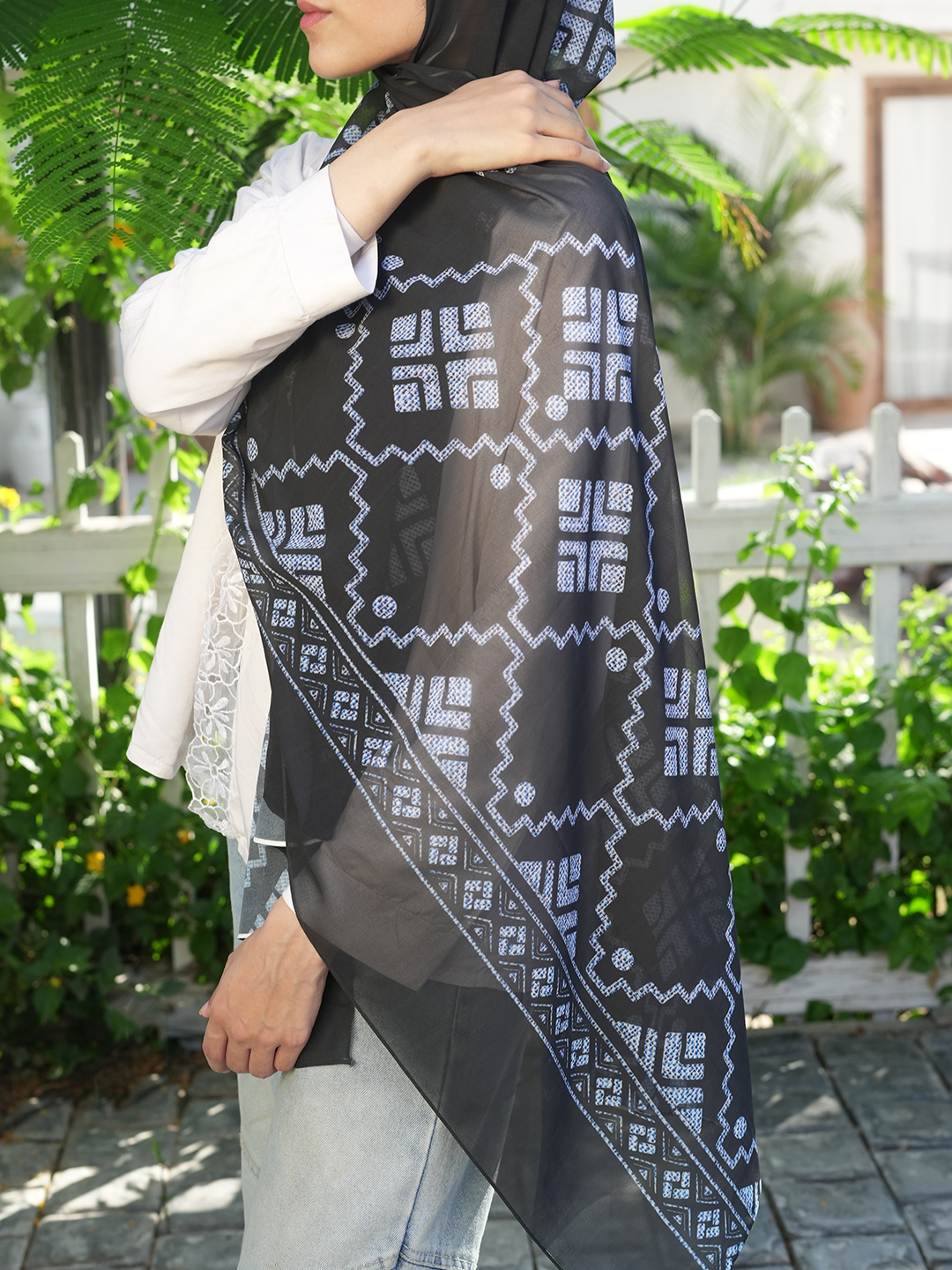 36 Miryana Denim Touch Scarf – Midnight Navy - Image 2