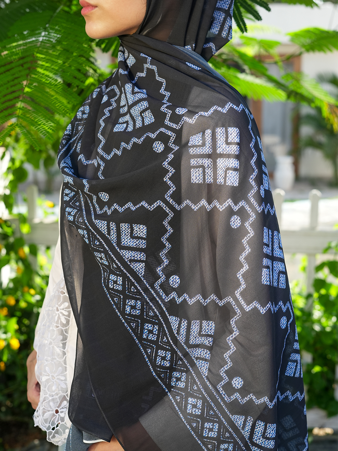 37 Miryana Denim Touch Scarf – Midnight Navy - Image 5